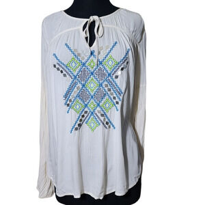 Mossimo boho tunic blouse embroidered sz M